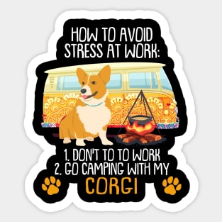 Camping With Corgi To Avoid Stress Sticker